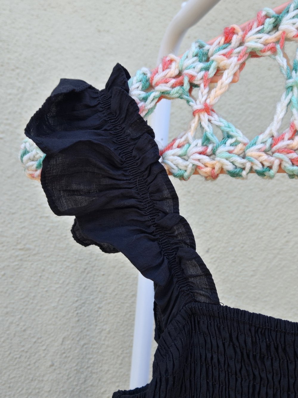 Smocked Black Ruffled Strap Maxi Dress - Picture 4 of 5